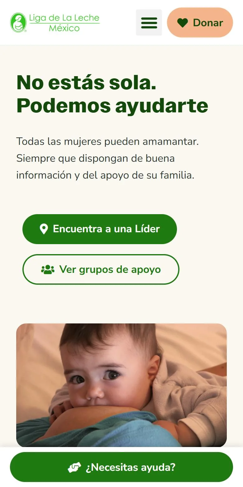 Sitio de Liga de La Leche México en celular