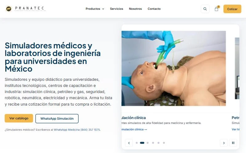 Sitio de Pranatec en computadora