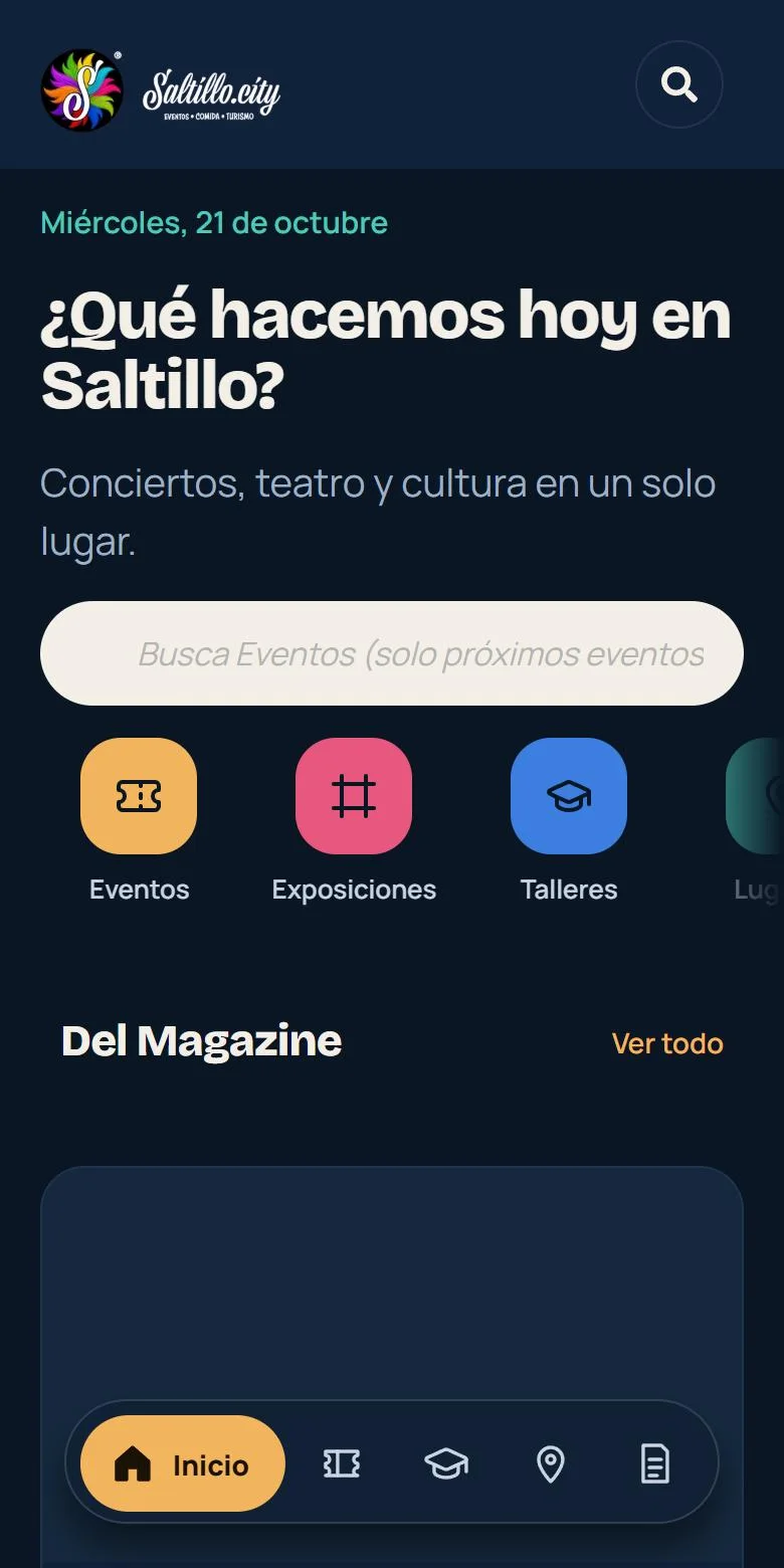 Sitio de Saltillo.city en celular
