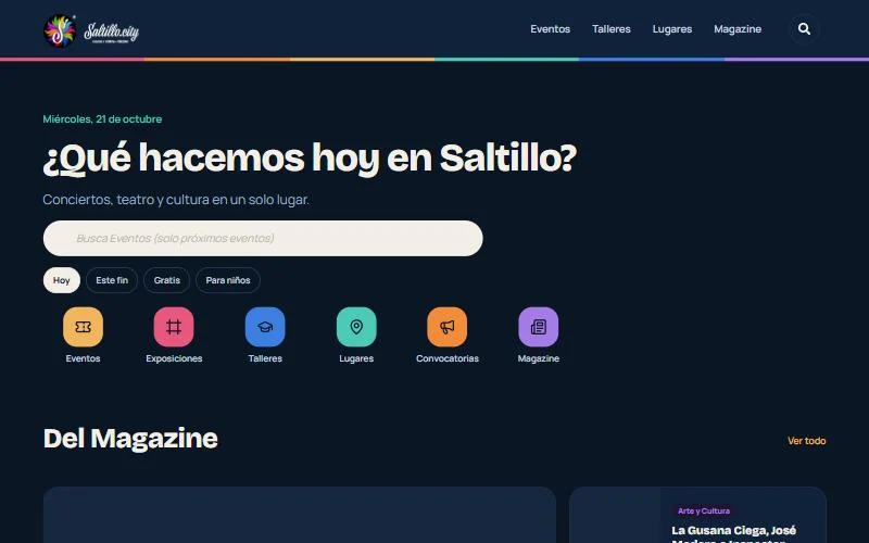 Sitio de Saltillo.city en computadora